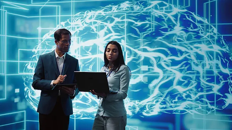 Young Business man smiling working behind desk