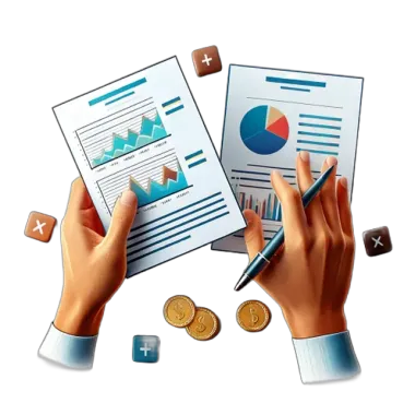 An illustration of hands managing some reports.