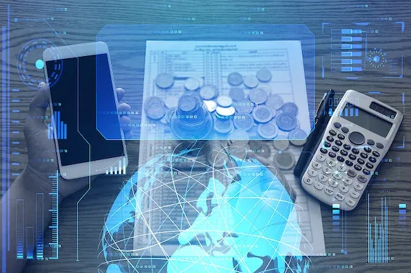 Business Man working on a laptop computer