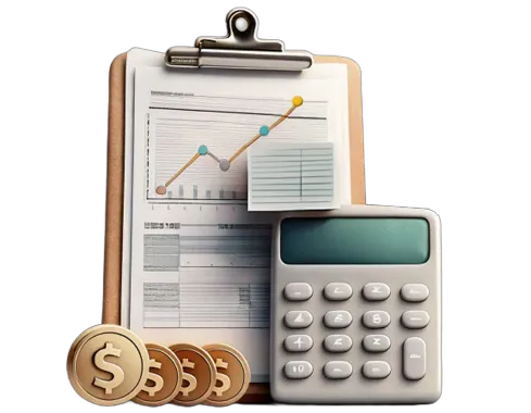 An illustration of a clipboard and a calculator.