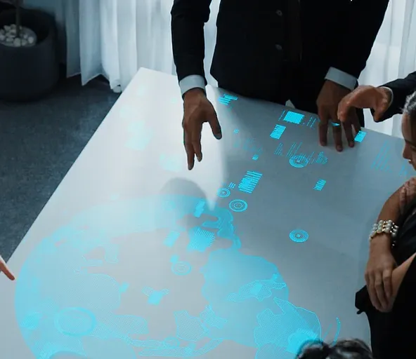 Business Man smiling standing with co-workers