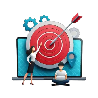 An illustration of a bullseye on top of a laptop screen