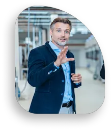 Business Man smiling standing with co-workers