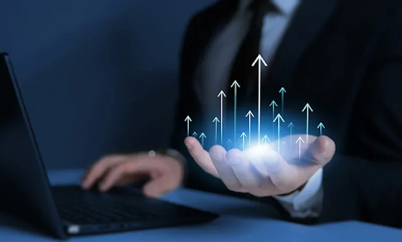 Business Man working on a laptop computer