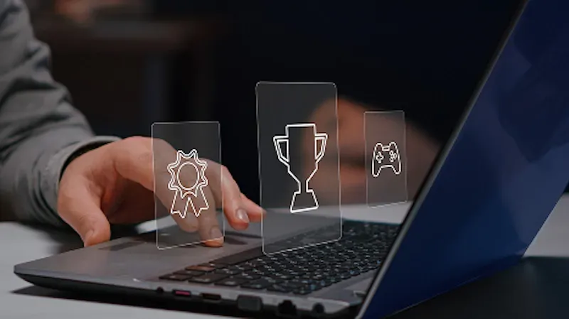 Business Man smiling standing with co-workers