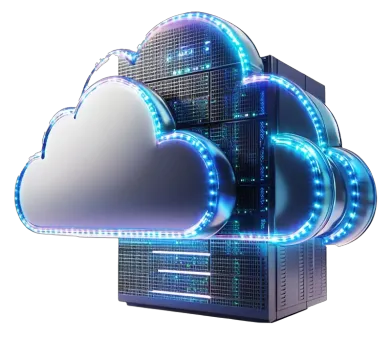 An illustration of a server with a cloud.