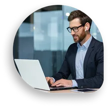 Business Man working on a laptop computer