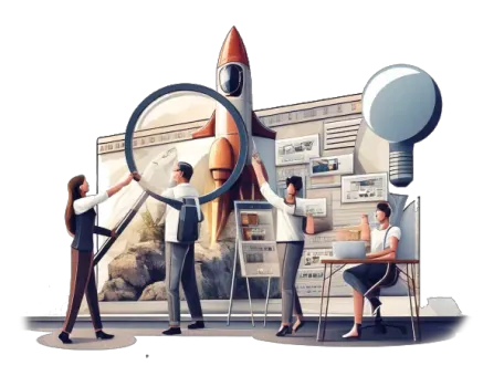 An illustration a group of people working on a project