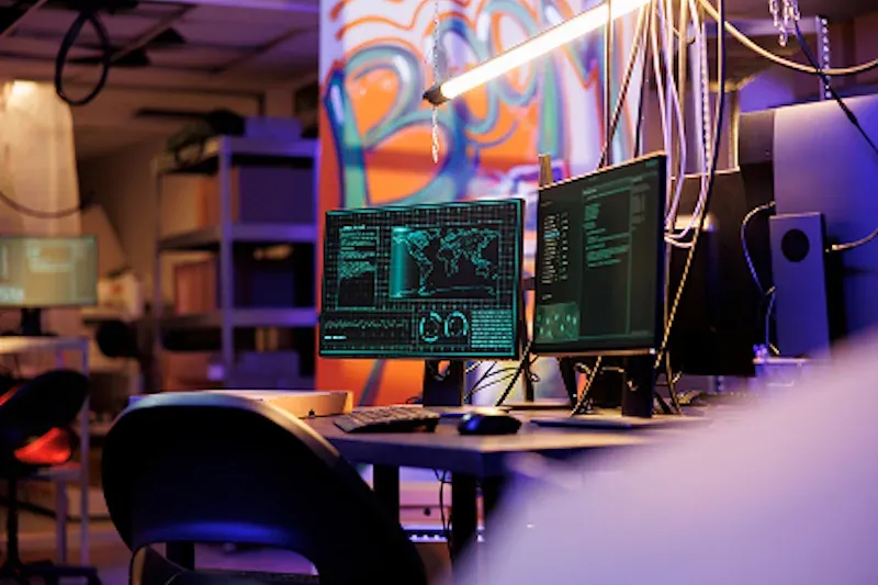 Young Business man smiling working behind desk