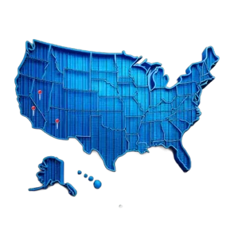 An illustration of a map of the United States with i-NETT's service areas highlighted.