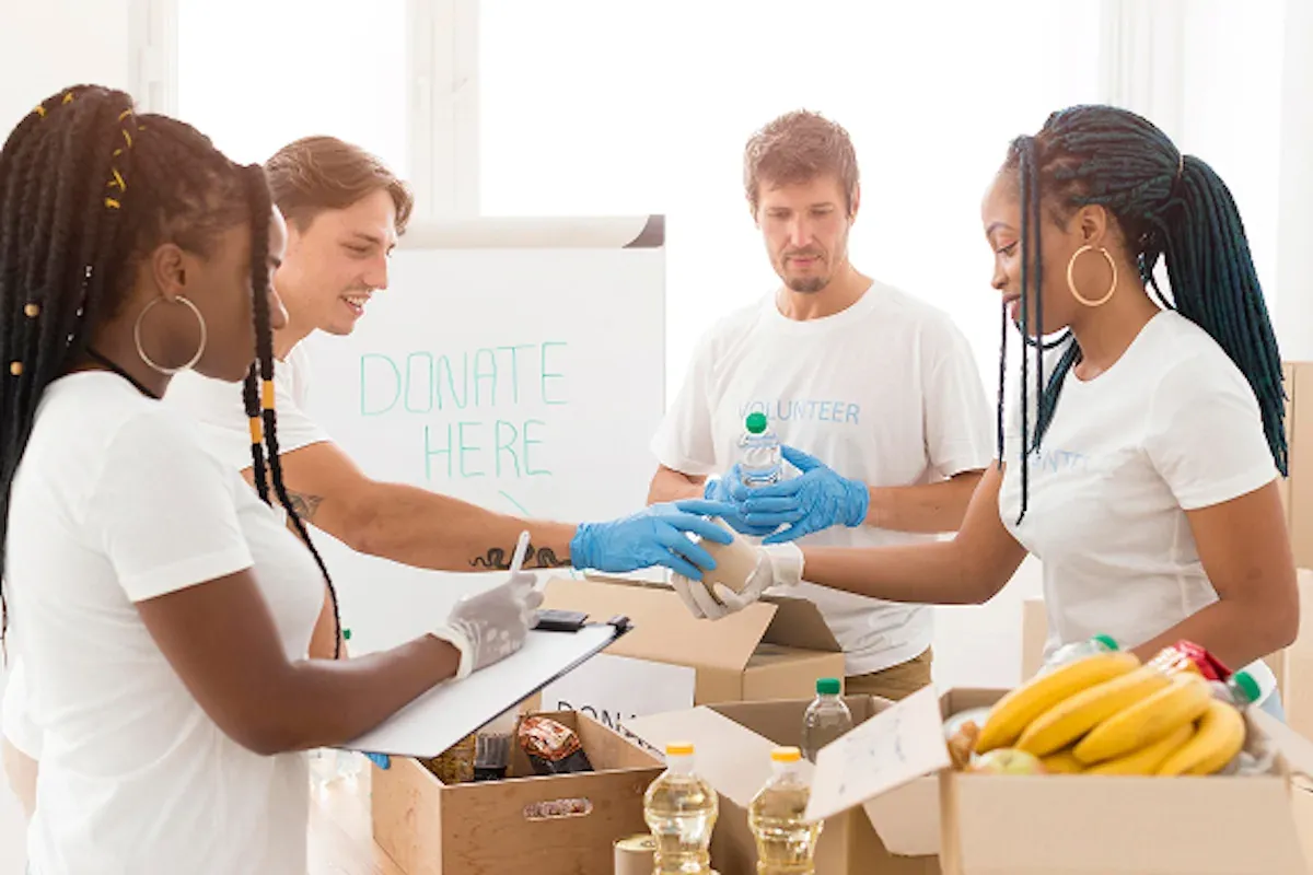 Business Man smiling standing with co-workers
