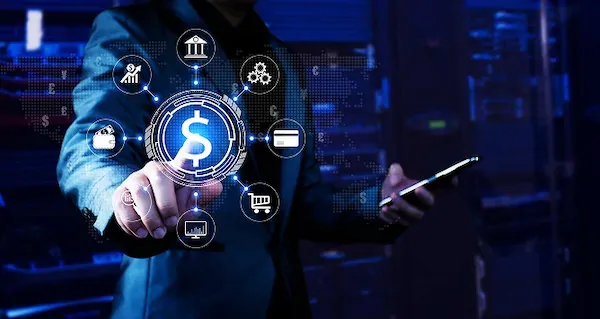 Young Business man smiling working behind desk