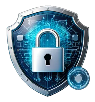 An illustration of a shield with a lock on it.