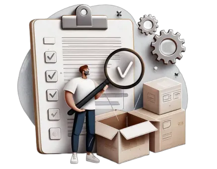 An illustration of a man working on a quality control system.