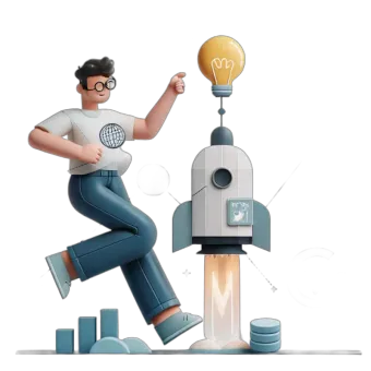 An illustration of a rocket with a light on top