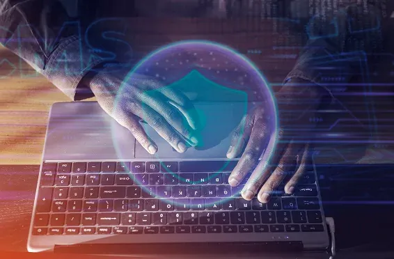 Business Man working on a laptop computer