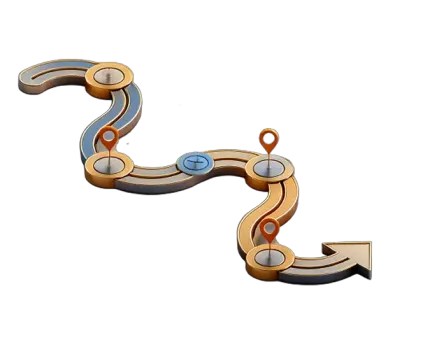 An illustration of a road with pin points along the way.