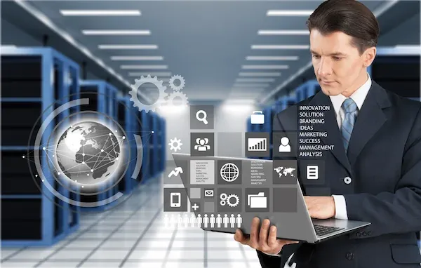Young Business man smiling working behind desk