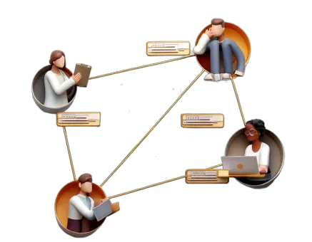 An illustration of people meeting remotely.